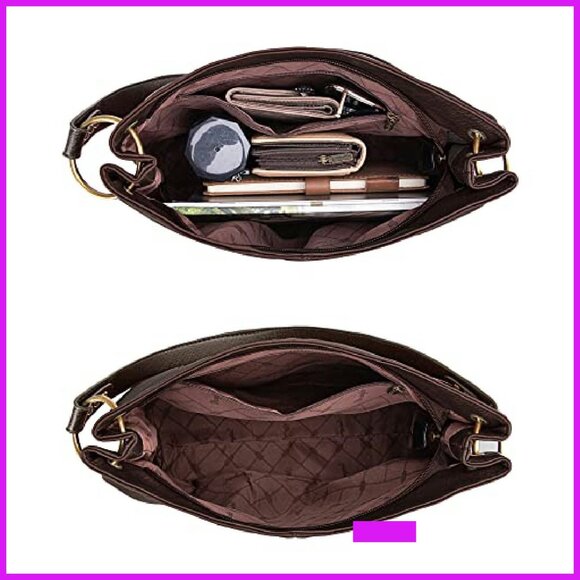 Vegan Leather Hobo Bag Elegant Top Handle Shoulder Purse Minimal Chic - Picture 6 of 7